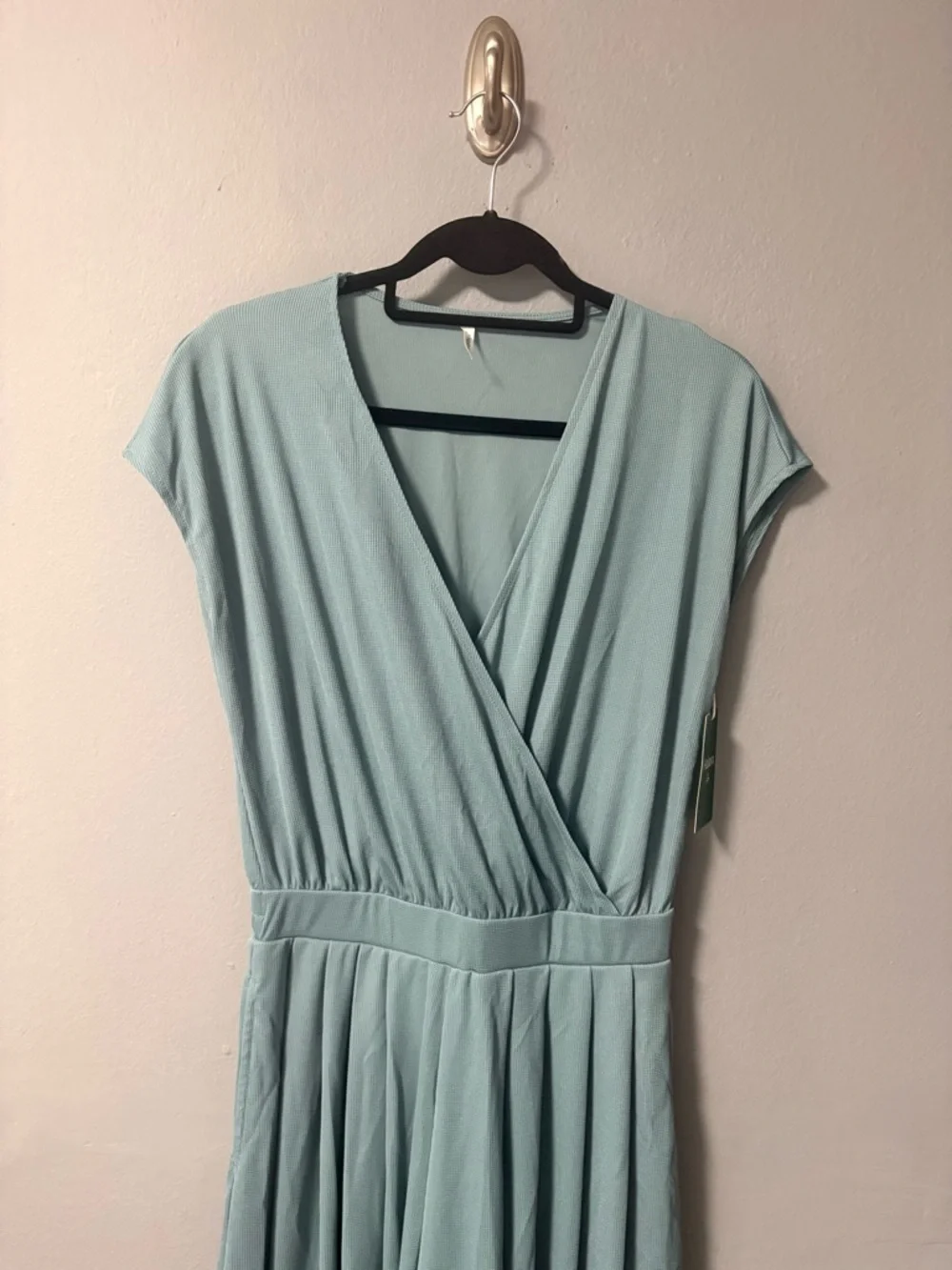 NWT HALARA V Neck Short Sleeve Pocket Wide Leg Flowy Waffle Jumpsuit. Large - Picture 9 of 12